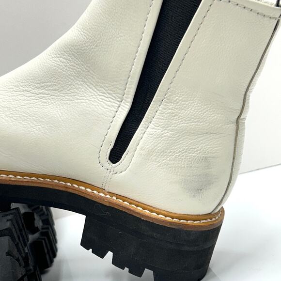 Marc Fisher LTD ilora Ivory Chelsea Boots Women 6M Pebble Leather PullOn 2" Heel - Picture 9 of 11